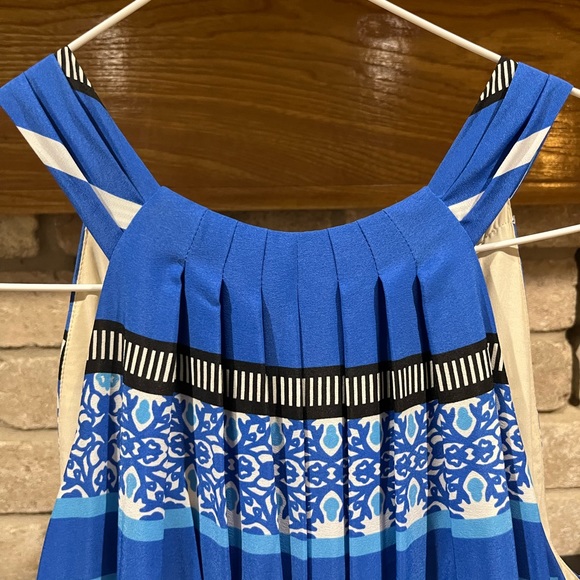 Eliza J maxi dress in blues, whites and black.  Halter top.  Size 6. - Picture 5 of 9